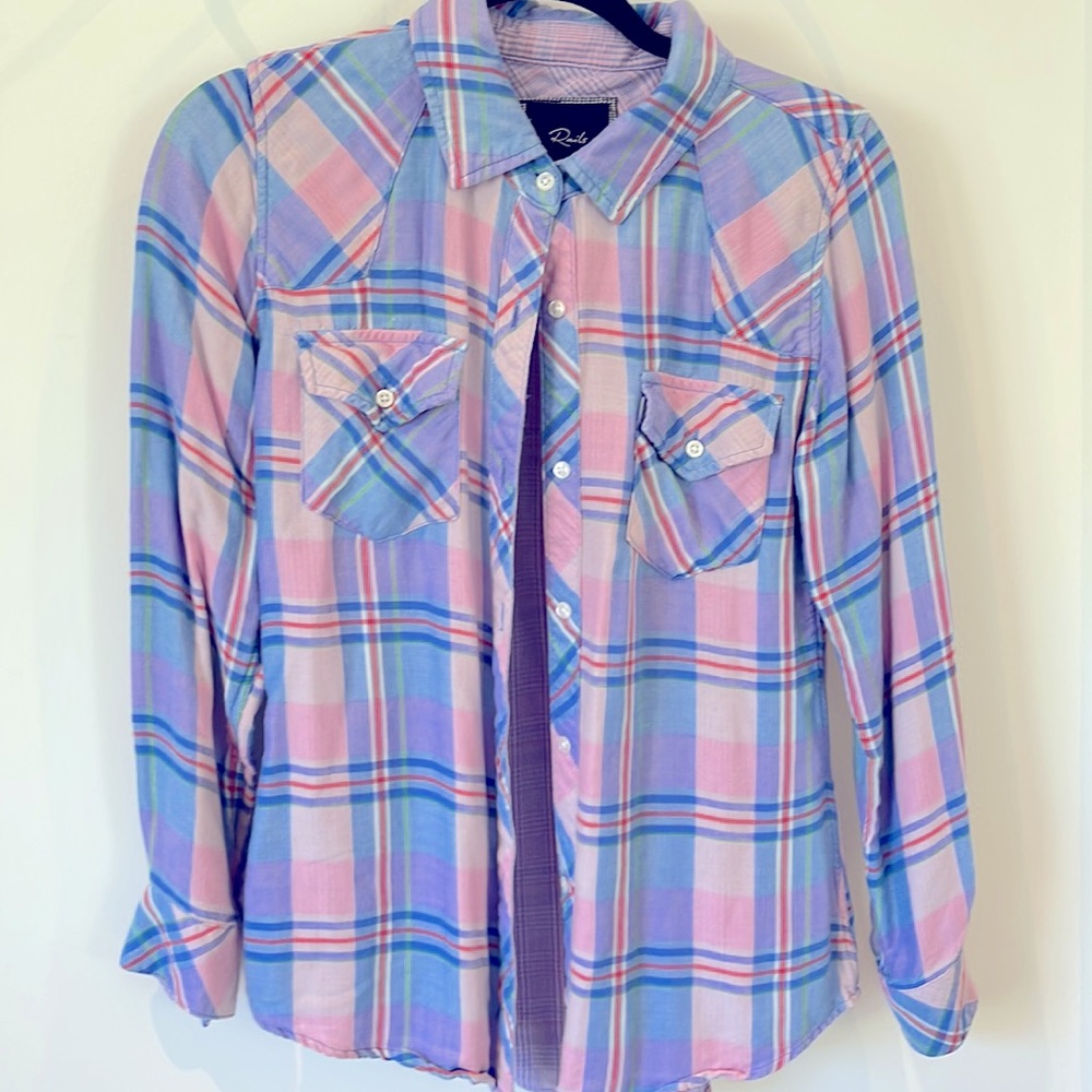 Rails Patterned pink/Blue Button Down Shirt - size XS
